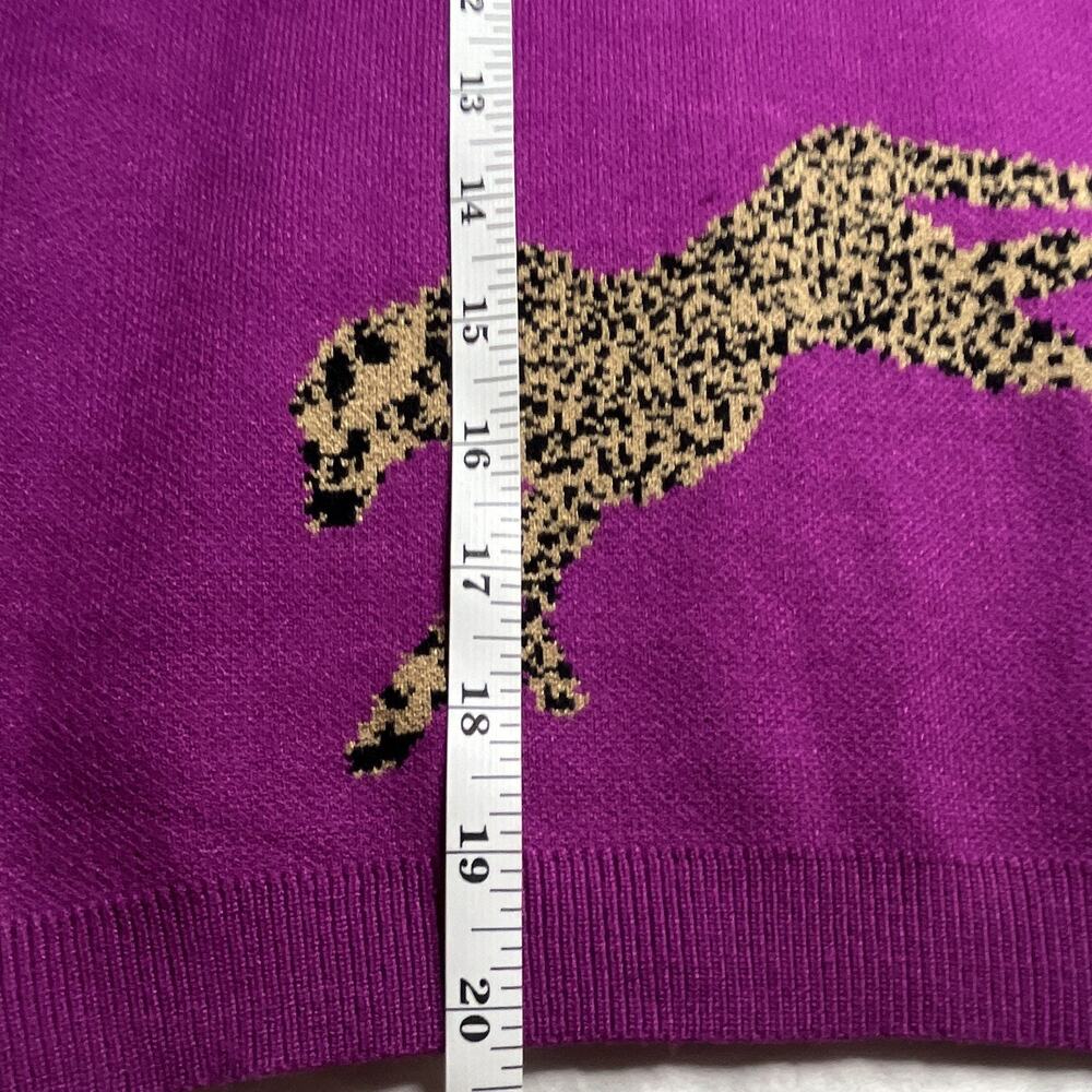 entro Purple Knit Mock Neck Animal Print Short Sleeve Pullover Sweater L - Picture 6 of 8